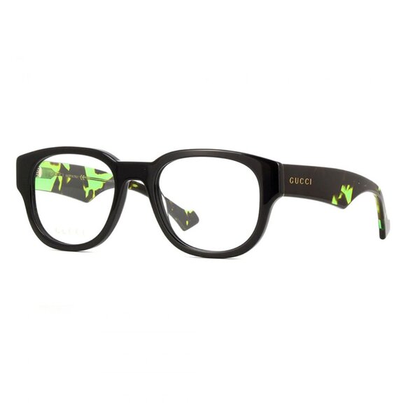 NEW GUCCI ROUND EYEGLASSES GUCCI GG1429O 003 BLACK GREEN CLEAR EYEWEAR